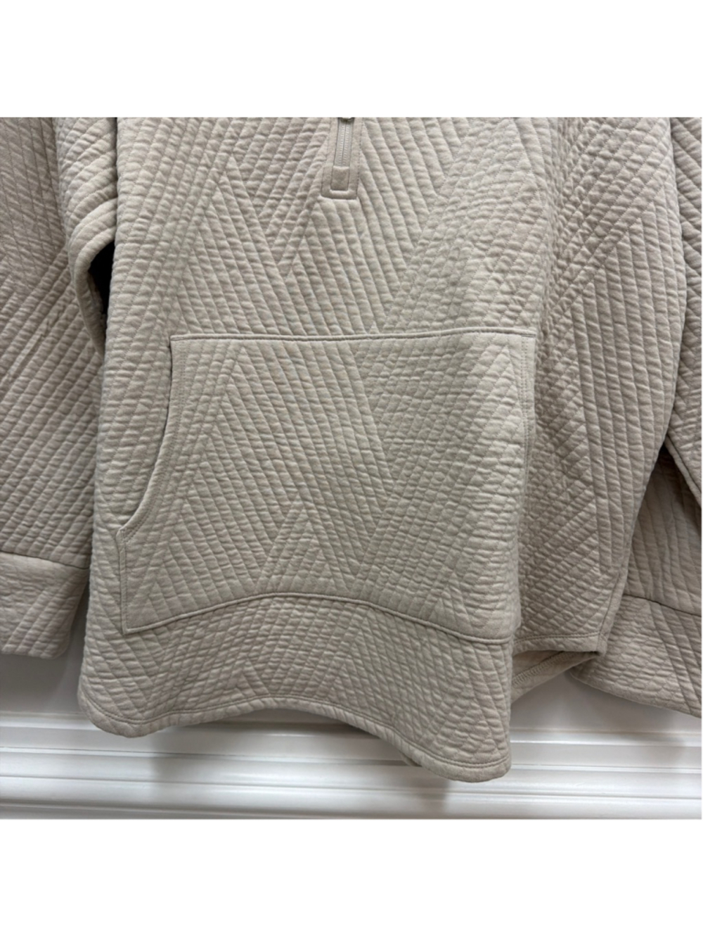 NWT Gap Fit Quilted Jacquard Half-Zip Pullover in Moonstone Beige Sz XL! - Picture 4 of 8